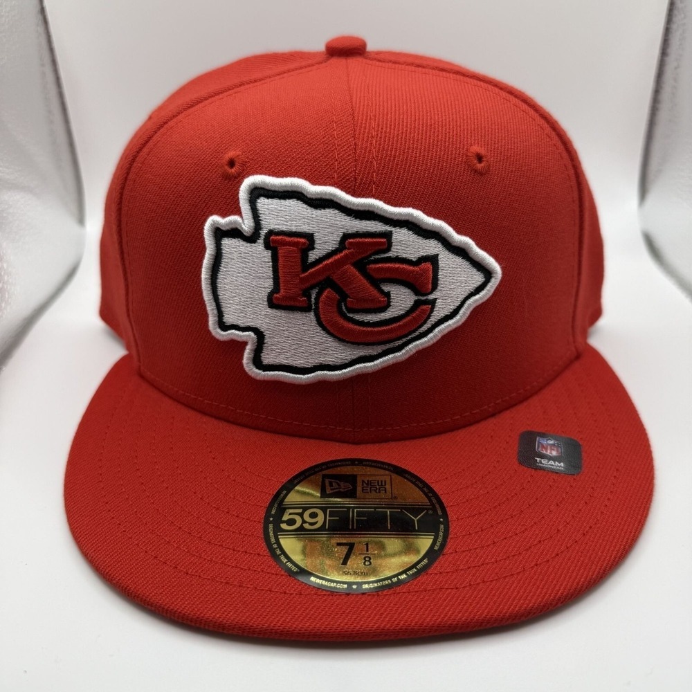 New Era 59FIFTY Kansas‎ City Chiefs Classic Red/Black Fitted Hat Size 7 1/8